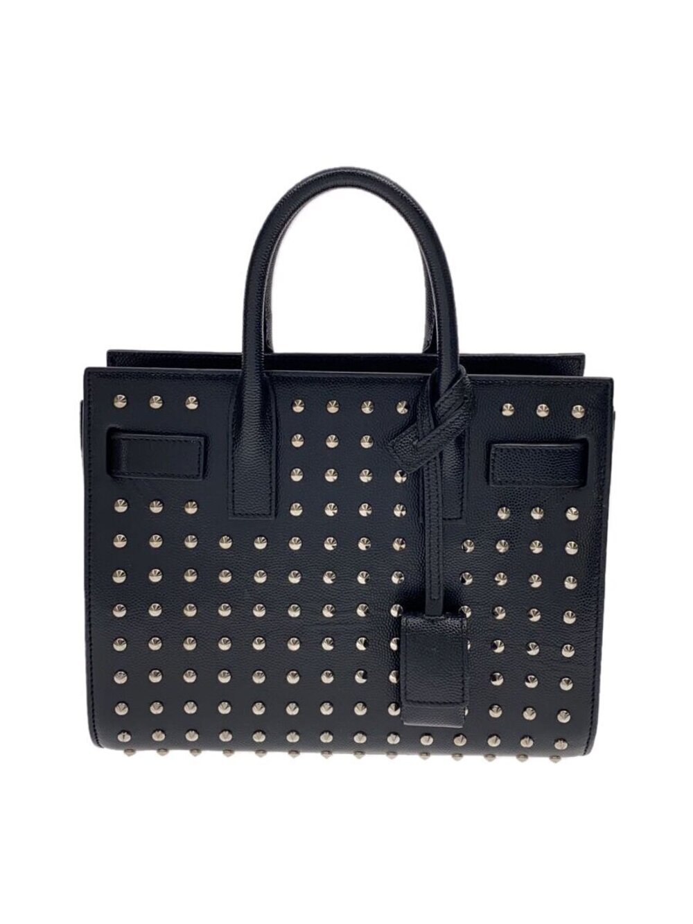 Saint Laurent Studded Sac de Jour black calfskin all over silvertone